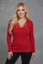 Women's Long Sleeve V-Neck Cross Chain Detailed Ribbed Knit Blouse – Mjn2019 - 7