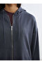 Ozmarka New Season Gray Modal Blended Women's Zippered Sweatshirt - 3