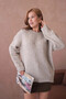 Women's Crew Neck Soft Textured Oversized Knitwear Sweater 3032 - 5