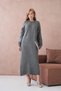 Women's Crew Neck Soft Textured Maxi Size Fleece-Lined Oversized Knitwear Dress 8324Sw - 4