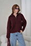 Women's Turn-Down Collar Zipper Closure Corded Fabric Knitwear Jacket - 2