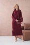 Women's Crew Neck Soft Textured Maxi Size Fleece-Lined Oversized Knitwear Dress 8324Sw - 6