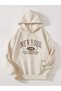 Letter Print Drawstring K Hooded Casual Long Sleeve Off Shoulder K Hooded Women's Clothing - 3