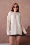 Women's Crew Neck Soft Textured Oversized Knitwear Sweater 3032 - 4