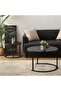 Small Round Nesting Coffee Table 27" Wood and Metal Stacking Coffee Tables, Black/White - 7