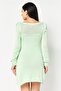 Women Textured Mini Dress, Mint Green - 2