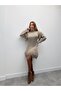 Women's Tone Long Sleeve Tassel Knit Sweater Dress - 5
