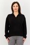 Women Spread Collar Stripe Long Sleeve Sleepwear Top, Black
