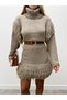 Women's Tone Long Sleeve Tassel Knit Sweater Dress - 3