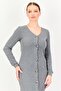 Women Ribbed Bodycon Dress, Grey - 2