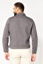 Men Plain Denim Jacket, Dark Grey - 2