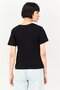 Women V-Neck Short Sleeve Solid T-Shirt, Black - 3