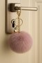 Plush Fluffy Pompom Puff Pink Furry Home Office Car Phone Wallet Bag Keychain with Gold Accessories - 2