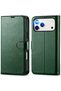 iPhone 17 Pro Case 360 Full Coverage Leather Textured Flip Wallet Stand with Card Holder and Detachable Clip
