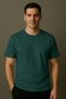 Men's Oversized Wide Cut 100% Cotton Basic Crew Neck Pine Green T-Shirt - 4