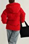 Women's Hooded Puffer Jacket Red 22444 - 3