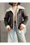 Suede Plush Coat - Khaki Cream | |   F1856 - 4