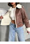Suede Plush Coat - Tan Cream | |   F1856 - Tan Cream - 5
