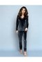 Imported French Velvet Lace V-Neck Women's Long Sleeve Pajama Set - 2