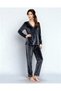 Imported French Velvet Lace V-Neck Women's Long Sleeve Pajama Set - 3