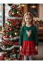 Girl's Christmas Themed Dress with Deer and Crown Gift - 5