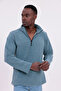 Men's Blue Fit Mock Neck Half Zip Sweatshirt Fleece - 3