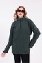 Women's Khaki Half Zipper Fleece Sweat - 3