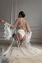 White Lace Tulle Dressing Gown & Tie-Up Design Nightgown Set - 2