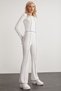 Fatima women's stitch detailed Slim Fit loose fit wide leg 3 thread knitted white pants - 2