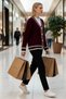 Women's Wide Fit V-Neck Low Armhole Color Block Long Knitwear Combines Cardigan and Comfort Stylish - 4
