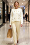 Women's Crew Neck Raglan Sleeve Cherry Detailed Buttoned Knit Cardigan Is a Must-Have Casual Combination Piece - 4
