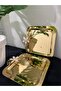 Single-Sided Gold 2-Piece Stainless Steel Coffee Presentation & Serving & Catering Tray with Daisy Accessories - 3