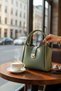 Women's Bag – Lock-Detail Clutch Bag | Gold-Accented, Full-Length Inner Wallet, Long Strap - 2