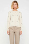 Women's Cropped Cut Metal Detail Crew Neck Long Sleeve Soft Textured Knitwear Cardigan Casual Styles - 5