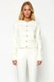 Women's Textured Crew Neck Crop Knit Cardigan Long Sleeve Stylish Buttoned Comfortable Fit Offers Everyday Elegance - 5