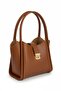 Women's Bag – Lock-Detail Clutch Bag | Gold-Accented, Full-Length Inner Wallet, Long Strap - 7