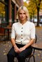Special Textured Premium Yarn Hair Weave Pattern Stylish Ribbon Buttoned Short Cut Knitwear Cardigan Women - 3