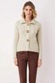 Women's Soft Textured Rose Button Detailed Boucle Yarn Long Sleeve Regular Fit Knitwear Cardigan - 5