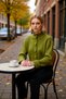 Women's Mock Neck Corded Fabric Woven Crop Oversized Knitwear Cardigan Low Sleeve Relaxed Fit Casual Chic - 3