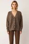 Women's Oversized V-Neck Low Arm Straight Pattern Knitwear Cardigan Alpaca Blended Long Sleeve Comfortable Cut - 4