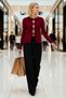 Women's Fitted Cut Special Yarn Crew Neck Long Sleeve Knitwear Cardigan Stylish Bead Accessory Detail - 4
