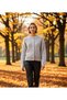 Women's Soft Textured Relaxed Fit Crew Neck Plain Pattern Long Sleeve Knitwear Cardigan Functional