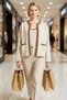 Women's Comfortable Two-Piece Knitwear Suit Low Sleeves Crew Neck Blouse and Open Cardigan Set Stylish - 4