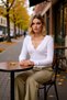 Women's Soft Textured V-Neck Long Sleeve Crop Knitwear Cardigan Button Detail Stylish Look Day to Night - 3