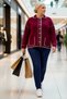 Women's Polo Neck Contrast Stitching Stylish and Comfortable Long Sleeve Regular Fit Knitwear Cardigan with Details - 4