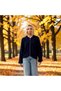 Women's Anthracite Bomber Collar Zippered Knitwear Cardigan Functional Durable Quality Comfortable Stylish