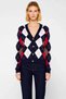 Women's Argyle Patterned V-Neck Buttoned Knitwear Cardigan Relaxed Fit Long Sleeve Cardigan Offering a Stylish Look - 5