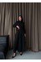 Atlas Fabric Thick Inner-Lined Button Detailed Turtleneck Dress (Belt Included)-Black-2511 - 4