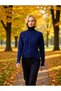 Women's Wardrobe Essential Piece Hair Braid Pattern Turn-Down Collar Zipper Long Sleeve Knitwear Sweater