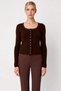 Women's Crop Lace Detailed Square Neck Corded Fabric Knitwear Cardigan Buttoned Long Sleeve Stylish Design Casual - 5